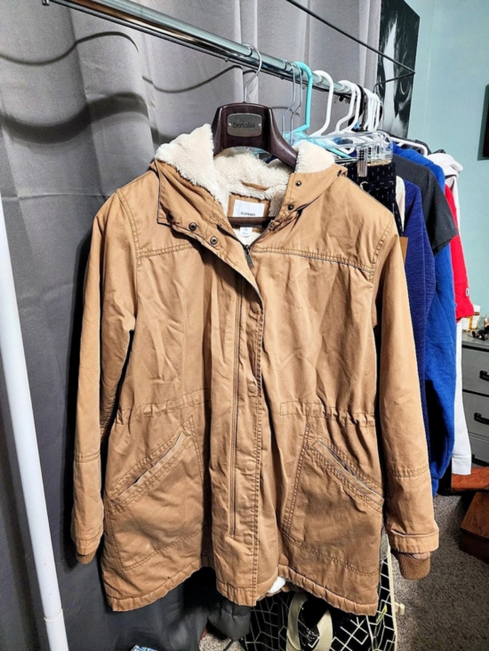 Old Navy Water-Resistant Sherpa-Lined Hooded Field Jacket Field Jacket Brown 2X